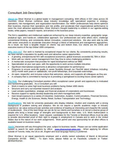 basic consultant job description