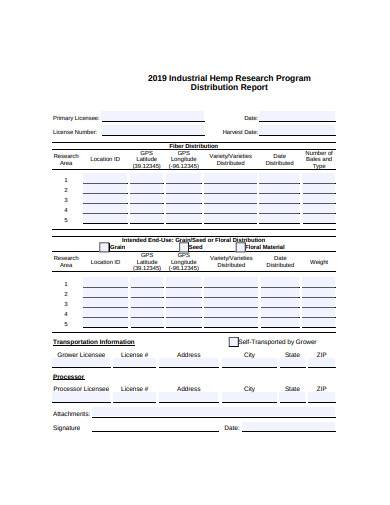 distribution report template