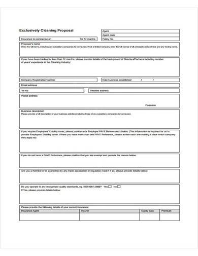 sample cleaning proposal template