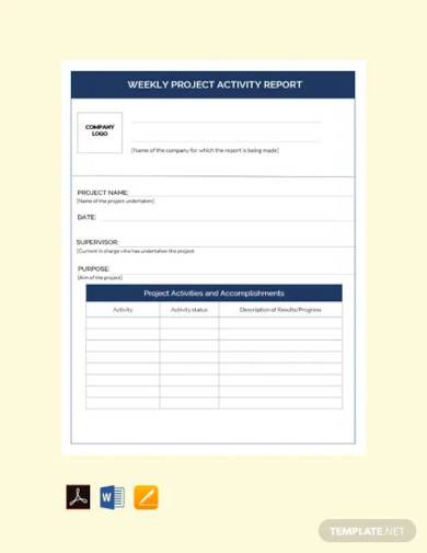 free weekly project activity report template