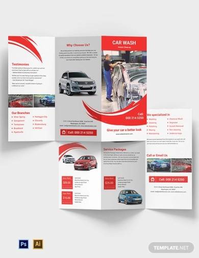 car wash a3 tri fold brochure