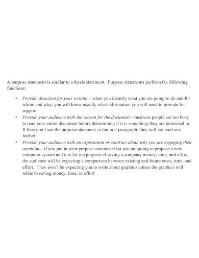 business purpose statement format