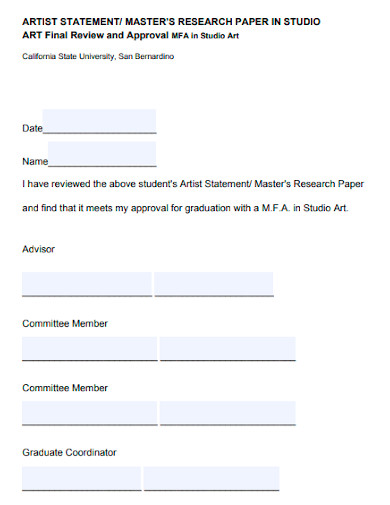 student artist statement approval