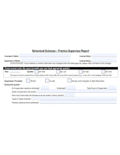 practice supervisor report