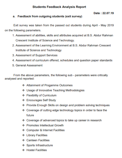 student feedback analysis report