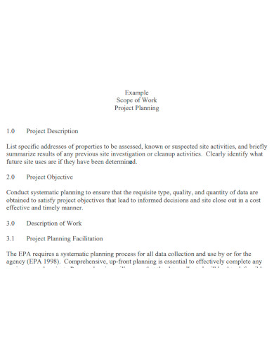 project planning scope of work