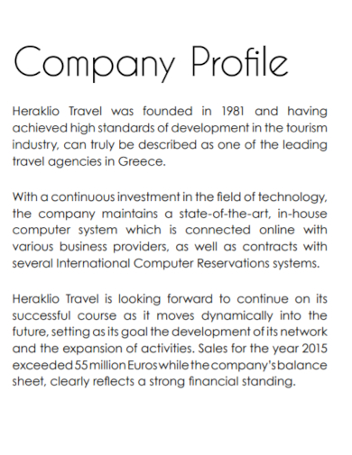 travel development company profile