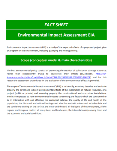 environmental impact assessment fact sheet