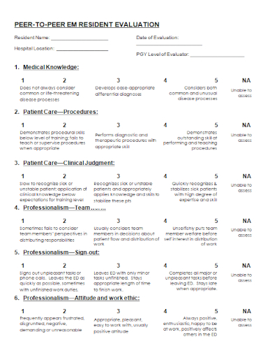 peer resident evaluation