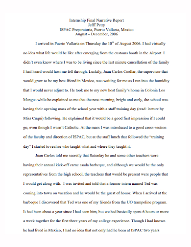 internship final narrative report
