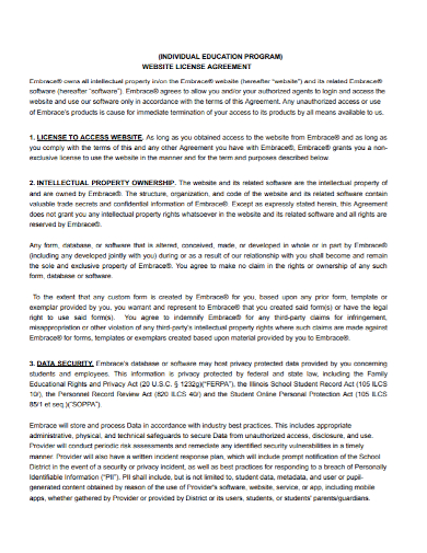 individual education website license agreement