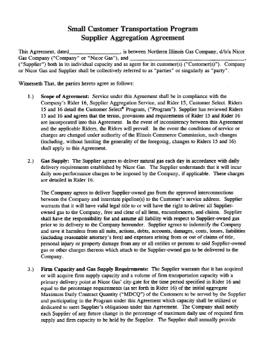 supplier customer aggregation agreement