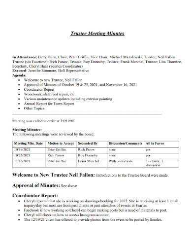 basic trustee meeting minutes