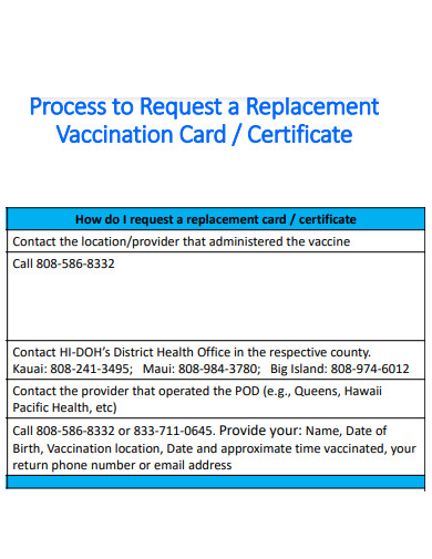 request a replacement vaccination card