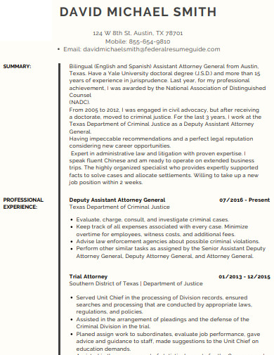simple attorney resume