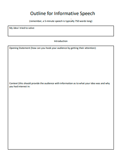 basic informative speech outline