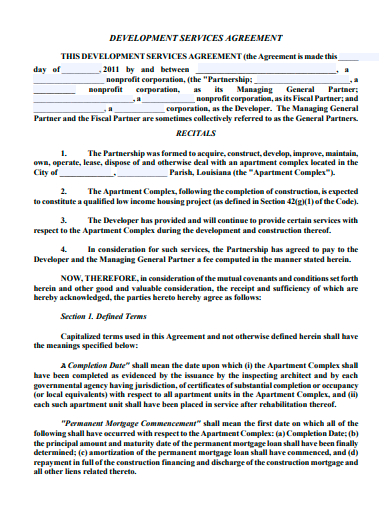 development services agreement