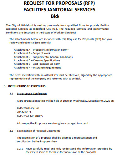 facilities janitorial bid proposal