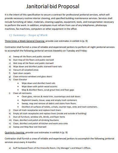 janitorial bid proposal