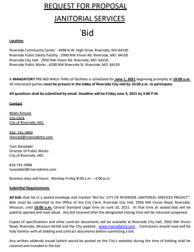 janitorial project bid proposal