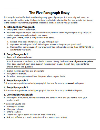 sample 5 paragraph essay