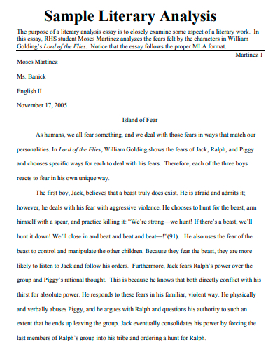 sample literary analysis