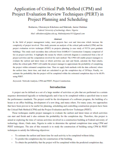 application of critical path method