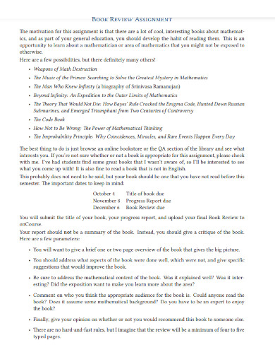 college book report assignment