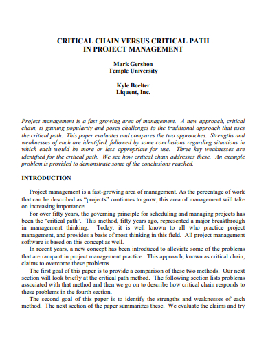 critical chain path method
