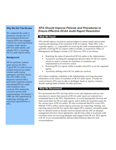 dcaa policy audit report