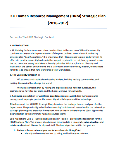human resource management strategic plan