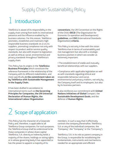 supply chain sustainability policy