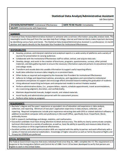 statistical data analyst template