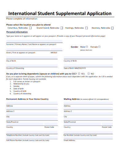 sample international student supplemental application template